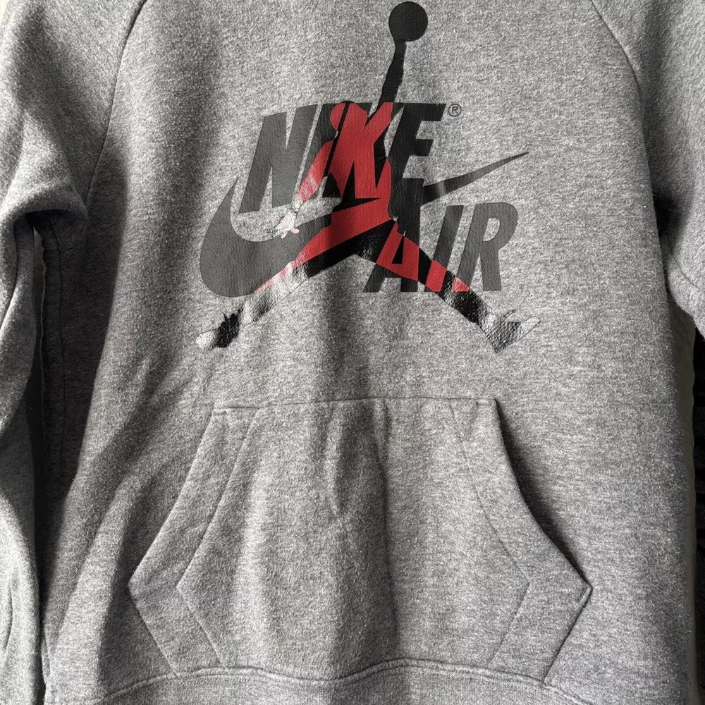 Nike Air x Air Jordan Spell‎ Out Large Logo Hoodie Boys 10-12yr Basketball Sport - Picture 5 of 10